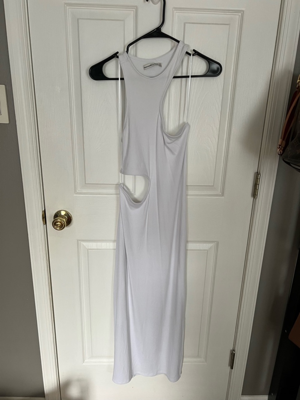 Abercrombie & Fitch White Asymmetrical Cutout Maxi Dress